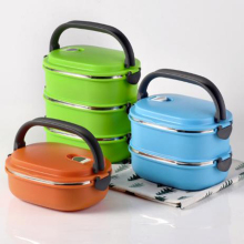 Student Stainless Steel Insulated Lunch Box Double Bowl