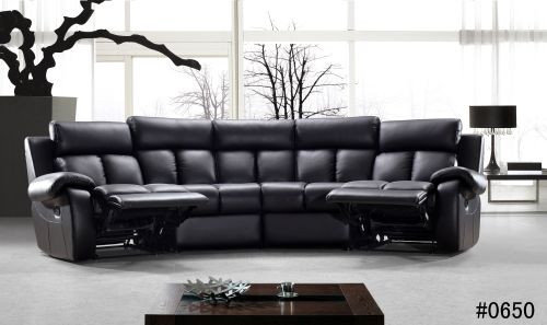 Luxurious Black Leather Reclining Sectional Sofa