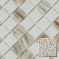 Carreaux de mosaïque en verre rose rose lien doré