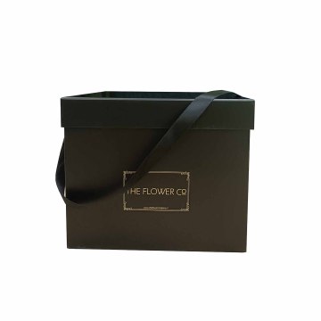 Black Rose Flower Gift Box with Ribbon Handle