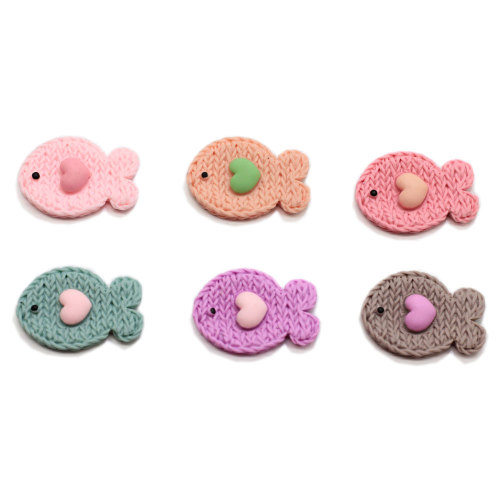 Multi couleur Simulation tricot poisson résine Flatback Animal Cabochon artisanat coque de téléphone bricolage Art déco enfants jouet cadeaux