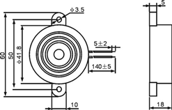 42x18mm Piezoelectric Buzzer 12V 15mA 100dB