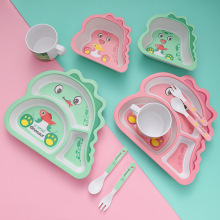 Biodegradable Bamboo Fiber Kids Dinner Sets - Cartoon Theme Children's Tableware