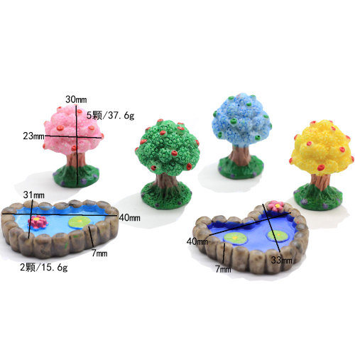 3D Simulation Colorful Tree Resin Design Charms Cute Pool Lotus Flower Leaf Jewelry Making Ornaments Fairy Garden Supply