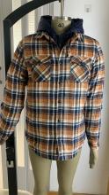 Men's Quilted Lined Flannel Shirt Jacket With Hood