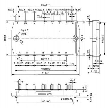 Igbt Power Module 7mbr50nf060 600v/50a/pim  Fujitsu Igbt Power Module