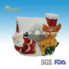 ceramic led snowman Christmas house decoration with santa claus