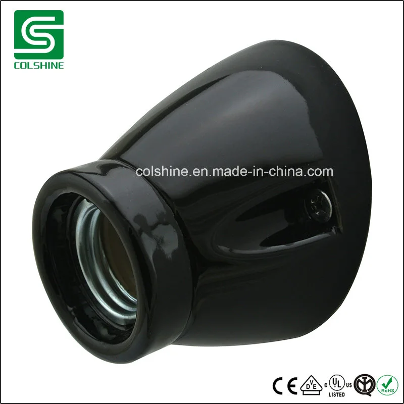 E27 Black Porcelain Lamp Holder for Europe