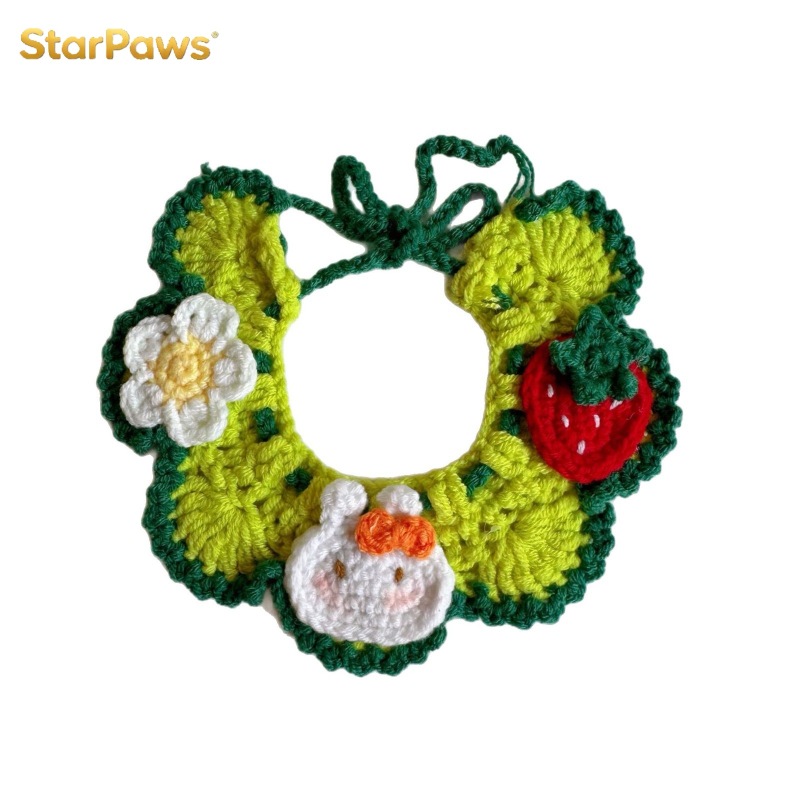 Handmade Knitted Pet Collar & Bandana Set