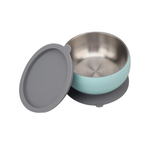 Baby Feeding Bowl with Silicone Base and Lid