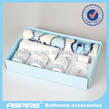 Ceramic bathroom dispenser set