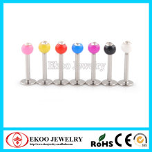 316L Surgical Steel Monroe/Labret with Gem Set UV Ball Lip Rings