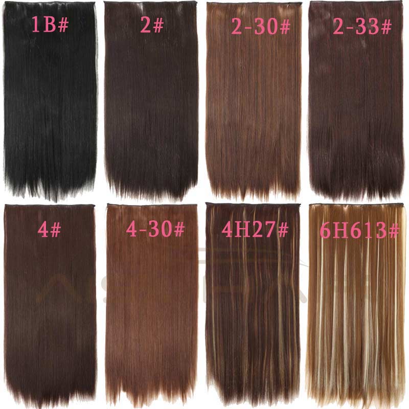 AiSi Hair 16 Color 24 Inch One Piece Long Straight Synthetic 5 Clips In Hair Extension