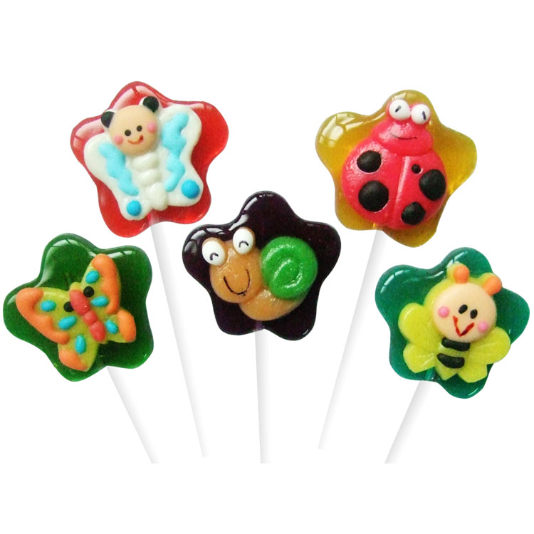 Factory direct sale decorated Cartoon insect shaped lollipop candy