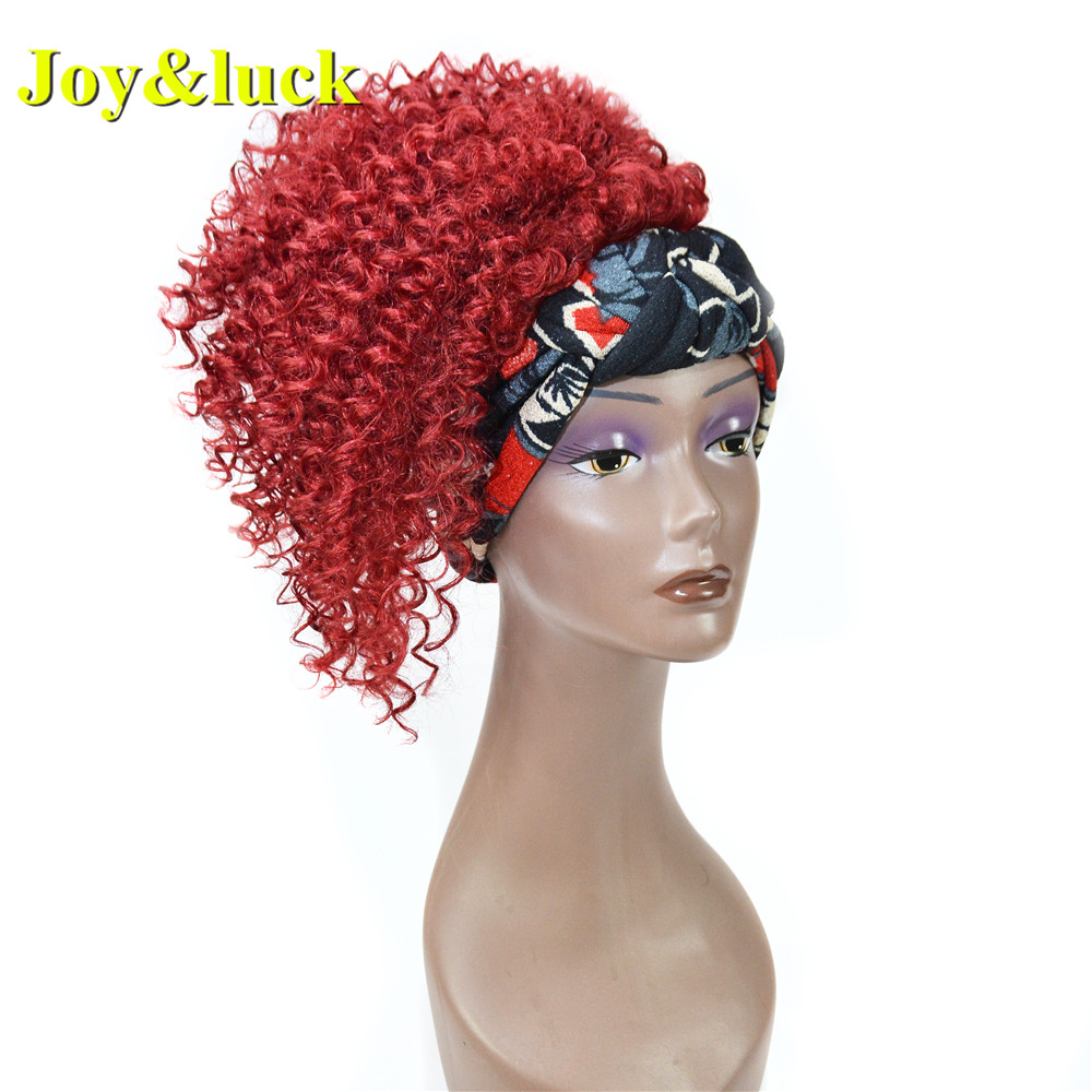 Head Band Wig for Black Women Ladies Scarf Hair Beige Hairband Black Short Afro Kinky Curly Headband Wig Synthetic Hair Wigs