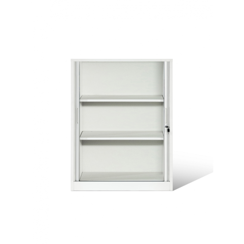 White Lockable Tambour File Cabinet with Shelves