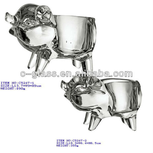 hand press clear or spray red pig glass tealight candle holders
