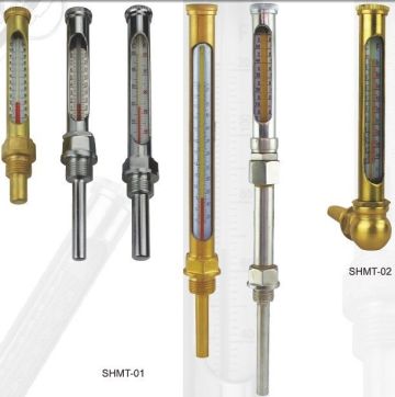 Bspt Stainless Steel Metal Tube Liquid Glass Thermometer For Ships , Hvac