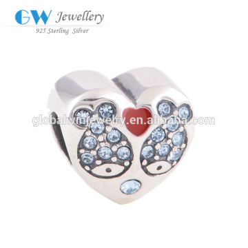 Solid Silver Bead Nature Zircon Fish Heart Bead Festival Bead