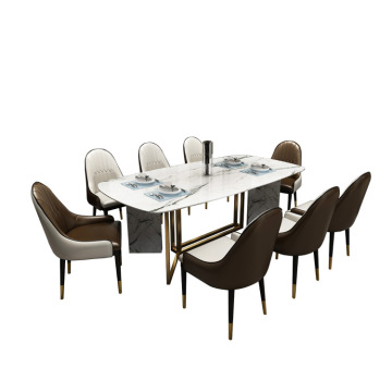 Rectangular artificial marble top dining table dining room