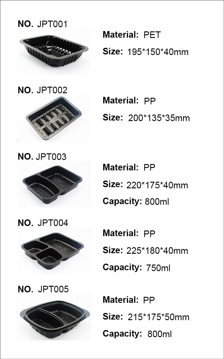 Custom black food grade tray, food plastic packaging blister tray