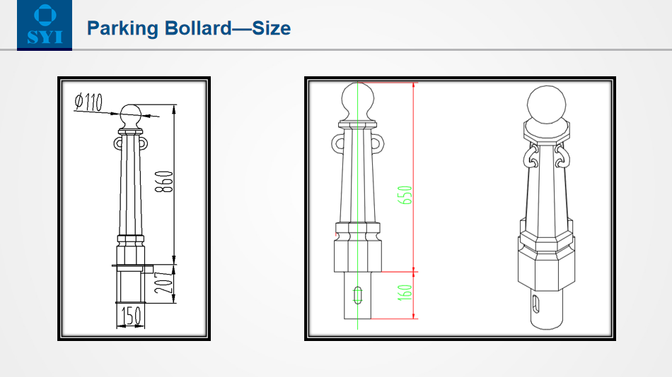 Manufacturers produce road traffic parking posts with locking chains and movable parking barricades