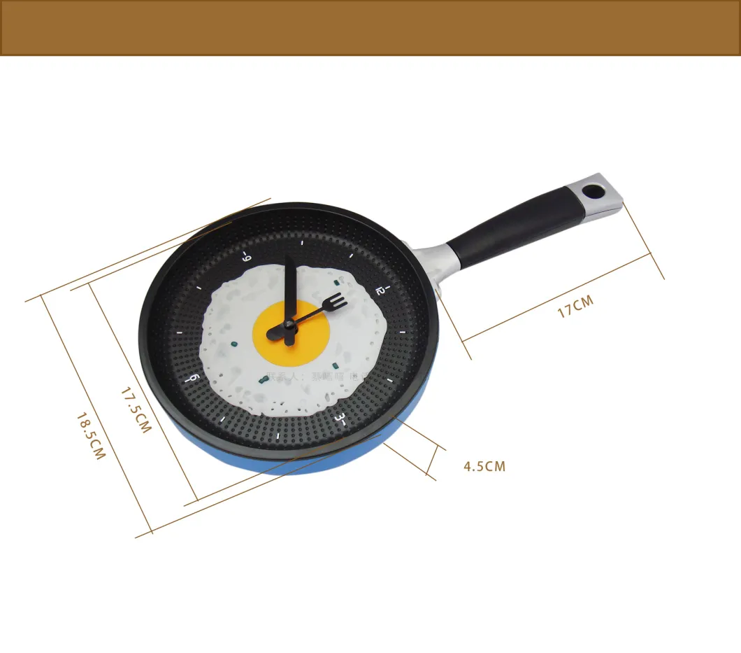 Lovely Fried Pan Clock Plastic Kitchen Wall Clock for Decoration