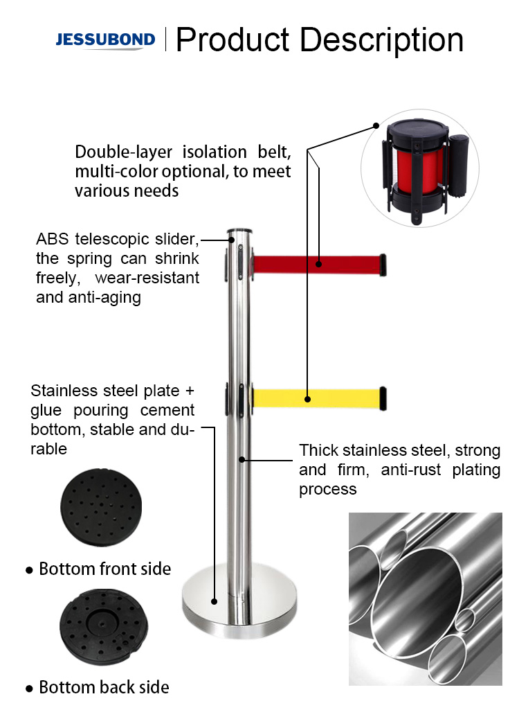 2M Crowd Control Barrier simple barriers management system queue stand line rope stanchion