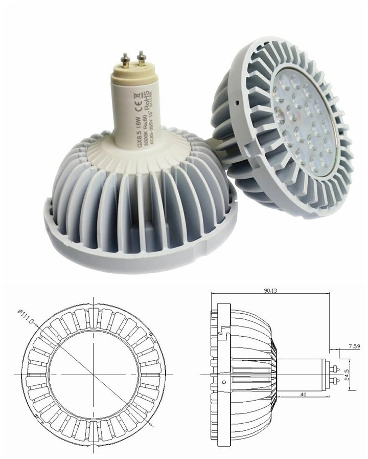 AR111 LED Light 15W Gx8.5 Light 60 Degree PAR Light Gx8.5 Base 45 Degree