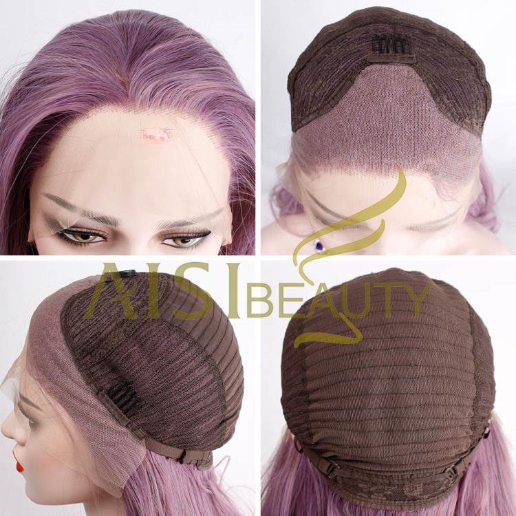 Aisi Beauty Wholesale Cheap Vendor Purple Curly Wave Wig Long Wavy Lace Frontal Synthetic Hair For Black Women Lace Front Wig