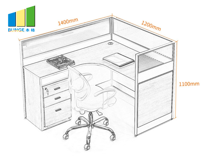 Contemporary Office Modular Furniture Cubicles 4 Seats Office Partition Workstations