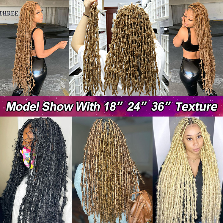 Julianna 36 Handmade Colorful 12 Inch Faux 24In Distressed Crochet Hair Locs Synthetic Premade Soft Locks Extension