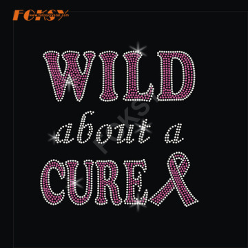 Wild about a Cure Pink Ribbon Heat Rhinestone