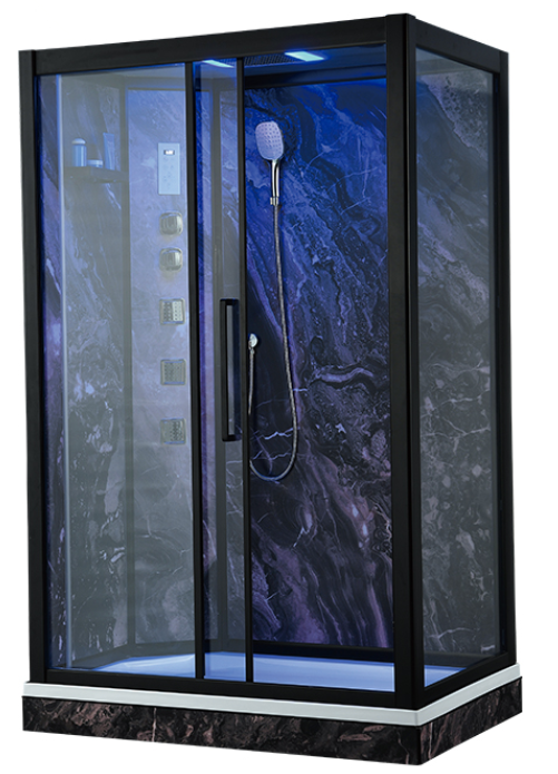 Black Corner Shower Enclosure Luxurious Hydromassage Shower Cabins