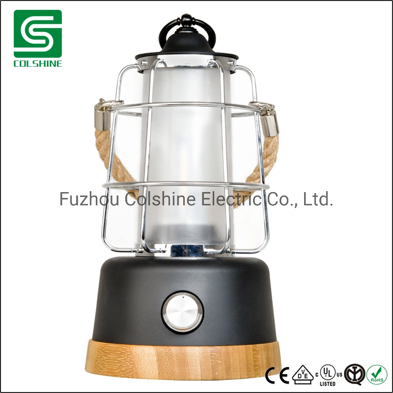 Colshine Bamboo LED Oil Lamp with Flame Light