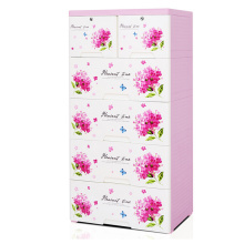 Gabinete de gaveta de armazenamento de plástico impresso flor de moda (HW-L708)
