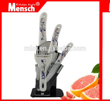 5 pcs Ceramic kitchenware knife set with arcylic stand