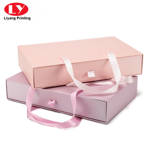 Caja de envasado de regalo de cajón rosa brassiere (sujetador) con mango