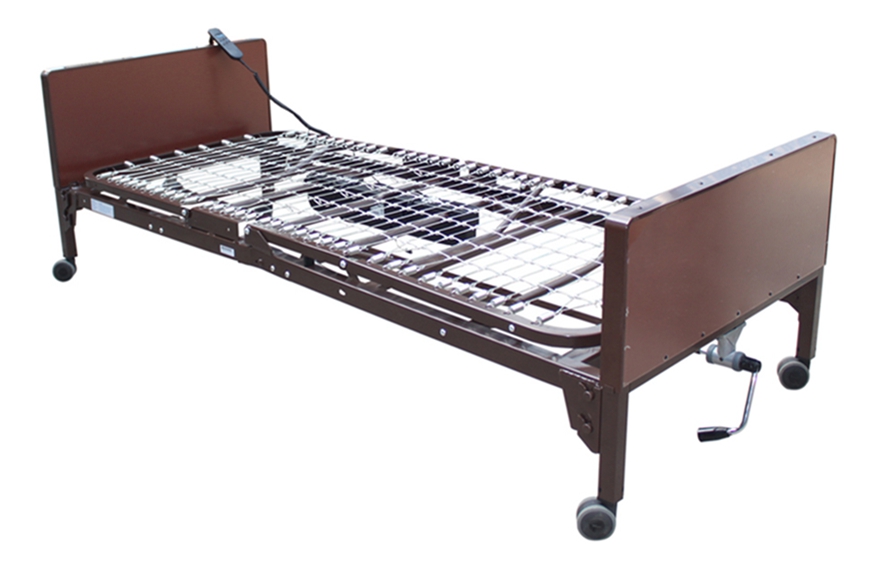 Semi-Electric Hospital Bed for Home Use Brown