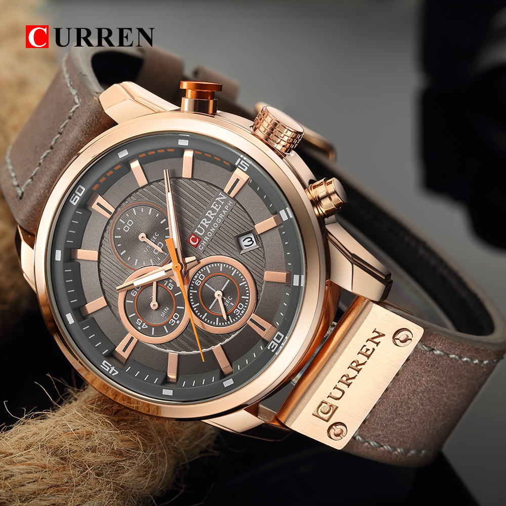 Curren 8291Men Watches Chronograph Luxury Brand Watches Sports Quartz WristWatch Leather Waterproof Watches relogio masculino