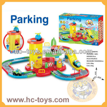 Cartoon electric rail car park,B/O rail park