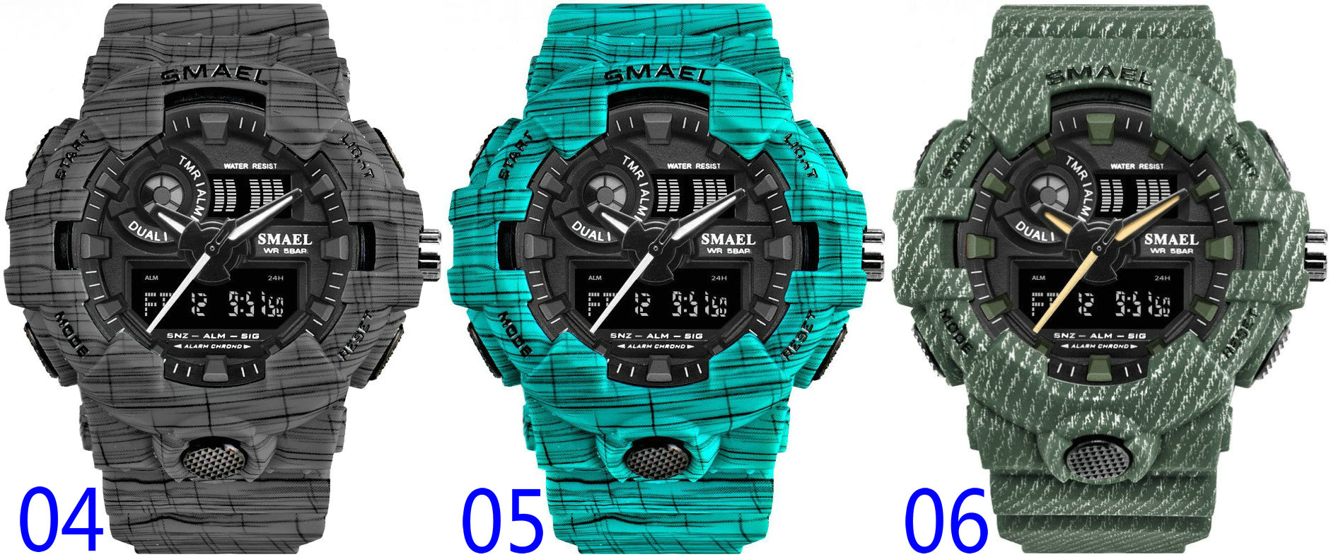 SMAEL 8001 Men Quartz Digital Watch Fashion Casual Camouflage Sport Male Watches