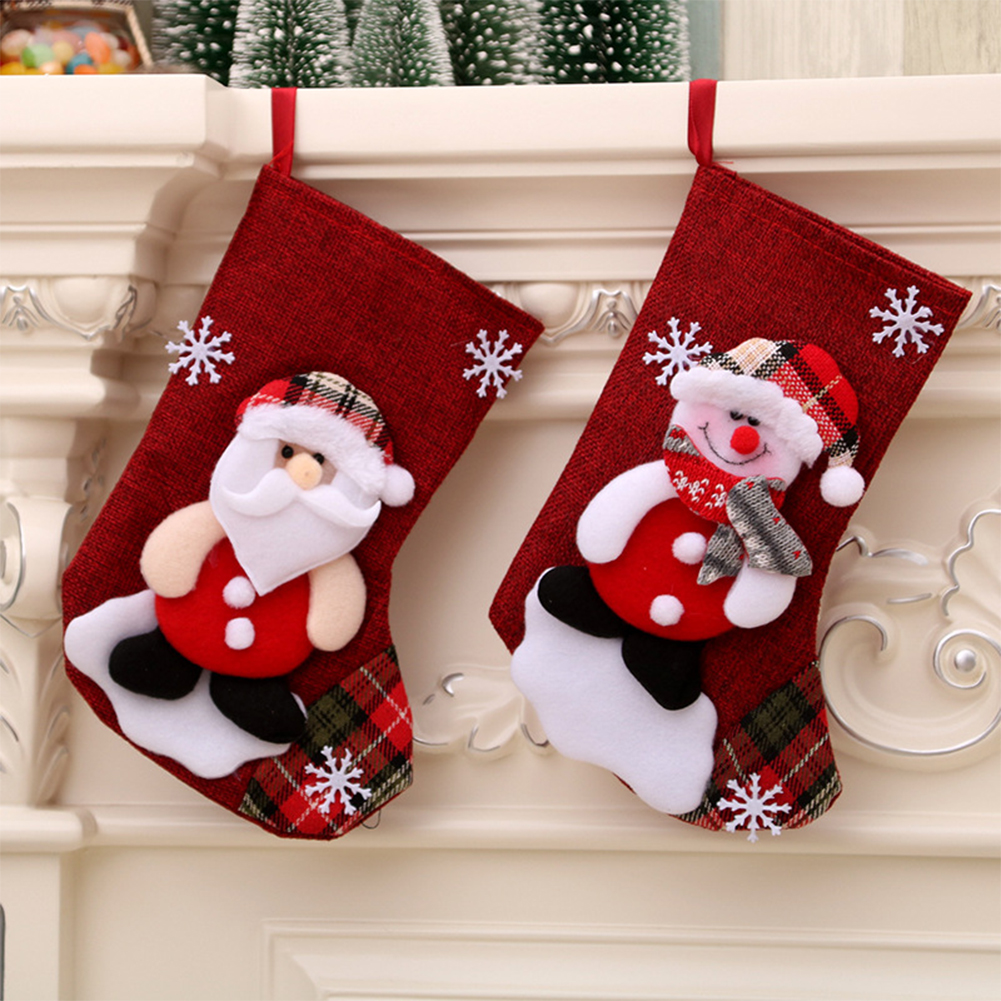Christmas Stocking Christmas Tree Hanging Decoration Santa Claus Gift Candy Bags Home Party Xmas Decorations New Year Navidad
