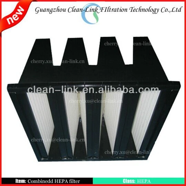 Hot Sale 99.99% Efficiency Glass Fiber V-Bank HEPA Filter