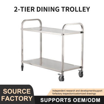 Two-layer Stainless Steel Serving Trolley