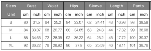 Size table