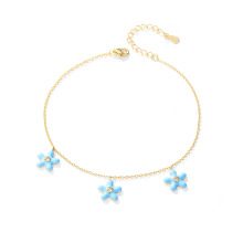 Fashion 925 Sterling Silver 18K Gold Plated Crystal Stone Starfish Anklet