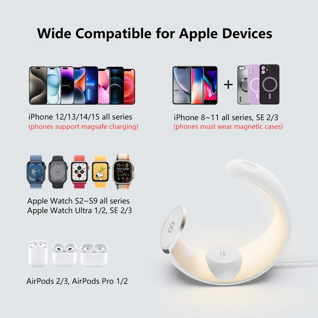 Small Moon Light New Magnetic Four-in-One Wireless Charger Small Night Light 15W Wireless Charging Atmosphere Light Wake up Light