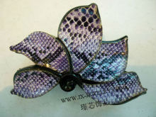 Snake Skin Pattern Leather Affix Plastic Hair Accessory Hair Claws