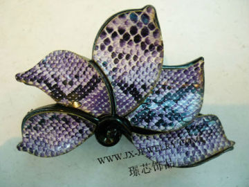 Snake Skin Pattern Leather Affix Plastic Hair Accessory Hair Claws